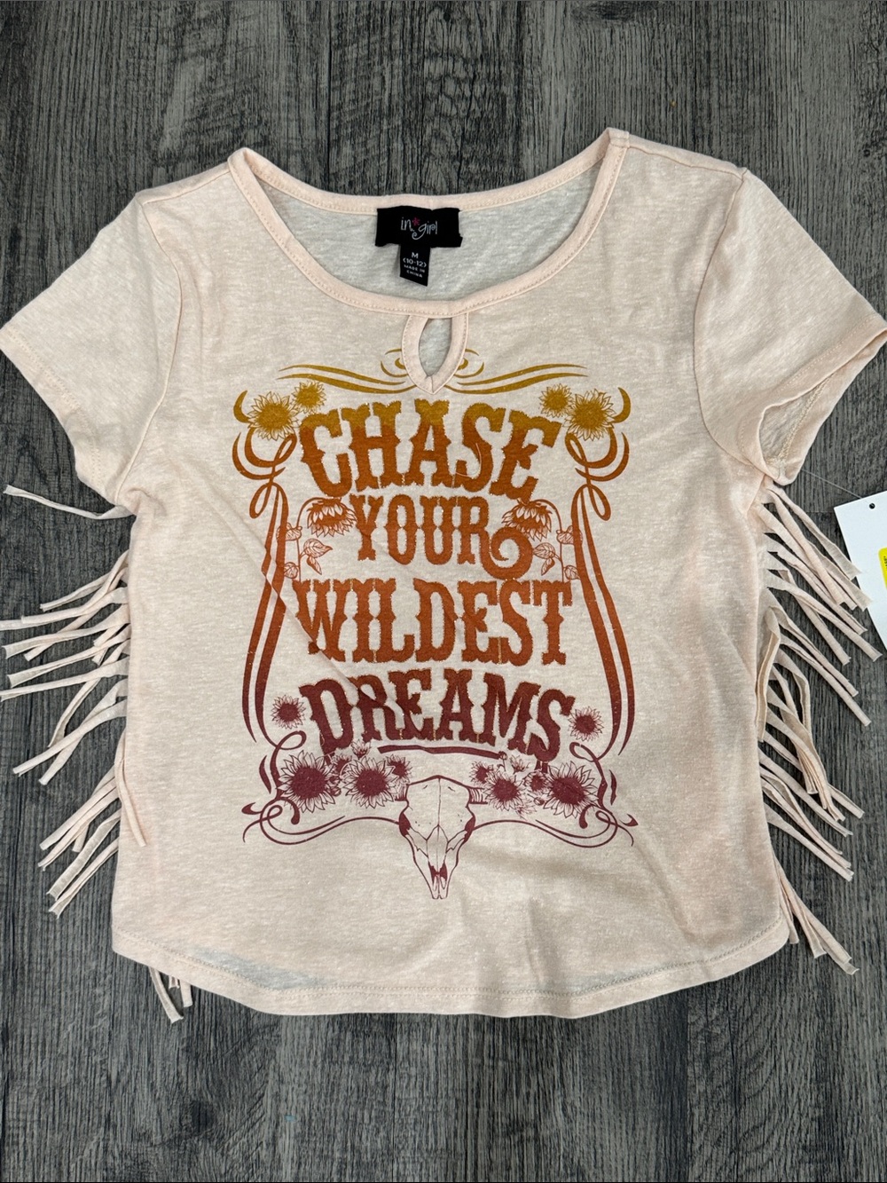 inggirl Pink Fringe Short Sleeve Tee - Chase Your Wildest Dreams